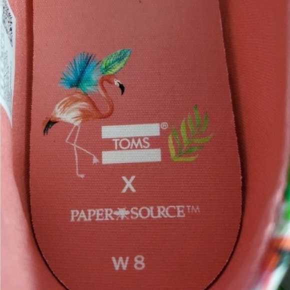 Toms Women’s Alpargata Pink Pearl Paper Source Flamingos Print Shoes Size 8 NWT - Picture 5 of 8